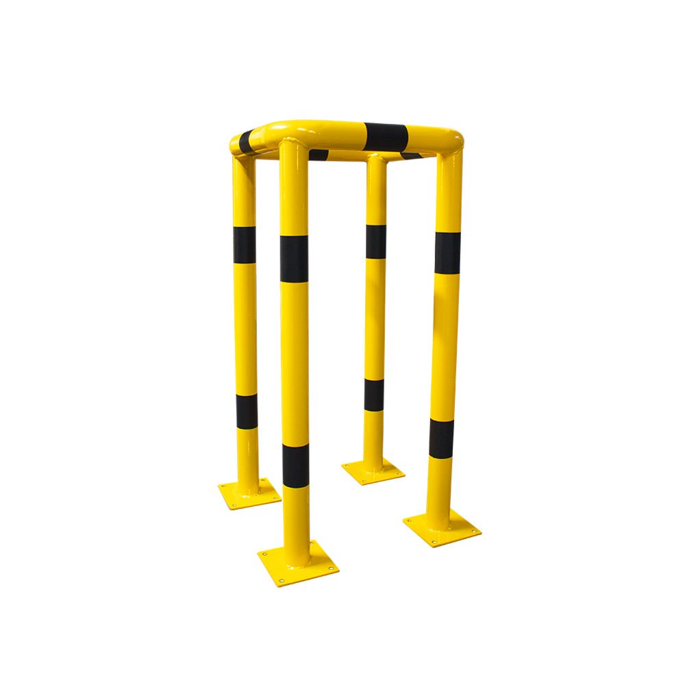 Säulen-Anfahrschutz, Ø 88,9 mm, H 700 mm, L 700 mm, B 700 mm, Stahl gelb/schwarz pulverbeschichtet – Bild 3