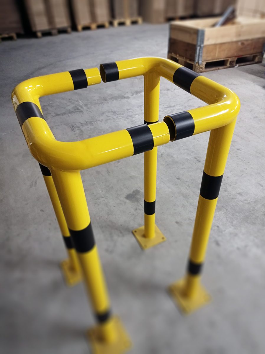 Säulen-Anfahrschutz, Ø 88,9 mm, H 700 mm, L 700 mm, B 700 mm, Stahl gelb/schwarz pulverbeschichtet – Bild 5